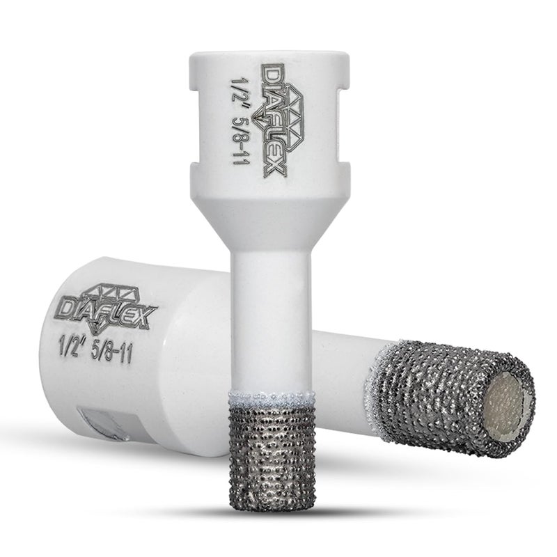 DIAFLEX Premium Brazed Core Bit – 1/2" Diamond Hole Saw for Porcelain, Ceramic, Stone, Dekton – 5/8"-11 Thread – Fast Clean Cuts – Vacuum Brazed – Wet or Dry Use - Image 1